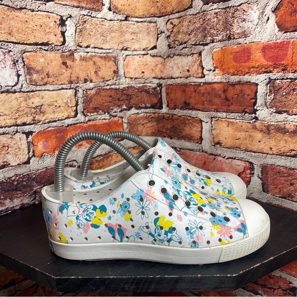 Native Kids Shoes - White with Blue and Yellow Floral